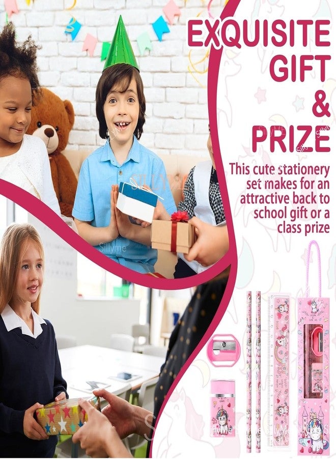 Sillyme 12pcs of Unicorn Stationery Set for Navratri gifts for kanya Return Gifts Birthday Party for kids - Pencil , scale , eraser kanjak gifts for girls pack of 12 - kanya pujan gifts set of 12 - Image 5